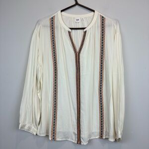 GAP Ivory Blouse with Multicolor Embroidery